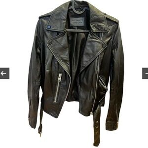 All Saints Black Leather Biker Jacket